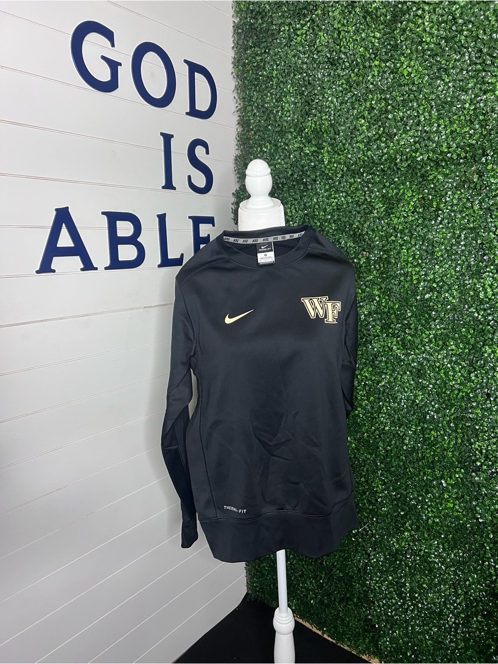 Nike Black Therma-FIT Crewneck with Gold Accents